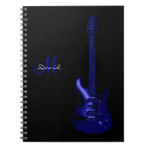 Caderno azul elétrico personalizado da música da