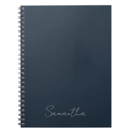 Espiral Caderno Azul Escuro de Nome Personalizado Elegante