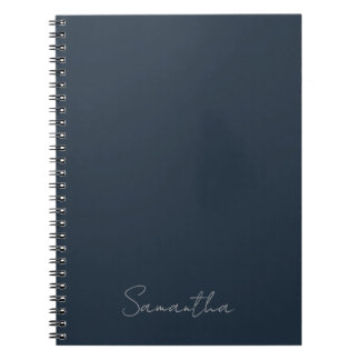 Espiral Caderno Azul Escuro de Nome Personalizado Elegante