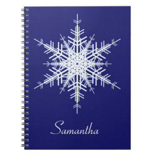 Espiral Caderno azul nevado do floco de neve