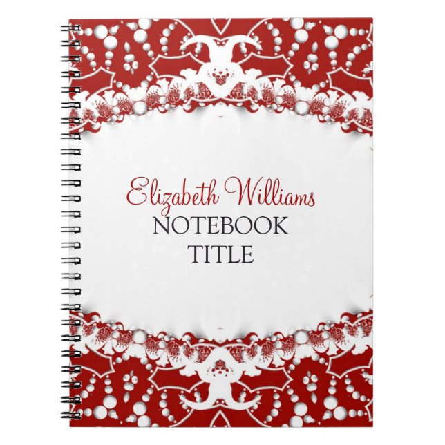 Espiral Caderno Batik Moderno Vermelho + Branco (Frente)