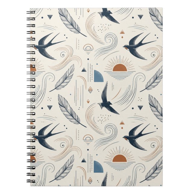 Espiral Caderno Boho Andorinha & Sol (Frente)