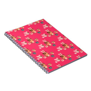 Espiral Caderno bonito da família do porco dos desenhos