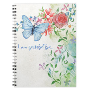 Espiral Caderno bonito da gratitude da borboleta