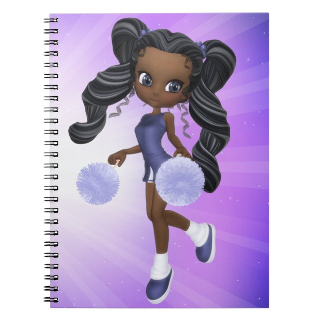 Espiral Caderno bonito do cheerleader do afro-americano (Frente)