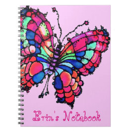 Espiral Caderno bonito personalizado da borboleta