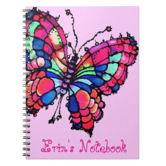 Espiral Caderno bonito personalizado da borboleta