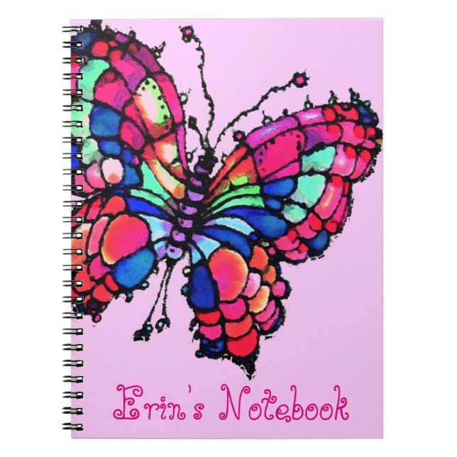 Espiral Caderno bonito personalizado da borboleta (Frente)