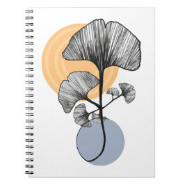 Espiral Caderno Botânico de Folha de Ginkgo Moderna