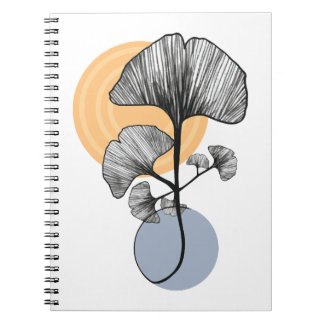 Espiral Caderno Botânico de Folha de Ginkgo Moderna