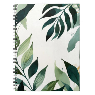 Espiral Caderno Botânico de Luxo Esmeralda Verde e Dourado