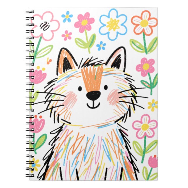 Espiral Caderno Branco do Gato Rabiscado (Frente)