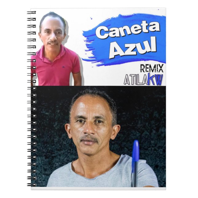 Espiral caderno caneta azul personalizado (Frente)