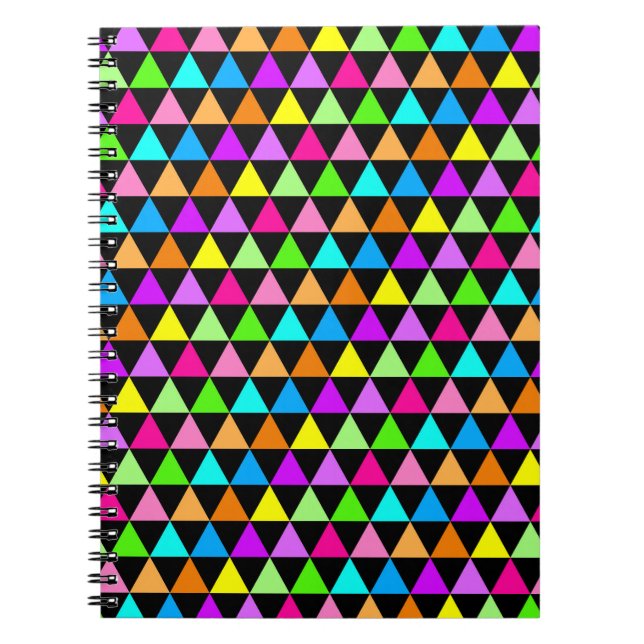 Espiral Caderno Capa Triângulos Cores Neon Brilhantes (Frente)