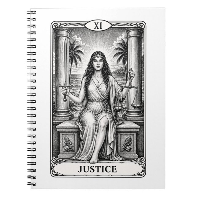 Espiral Caderno - Carta de Tarot Justiça (Frente)