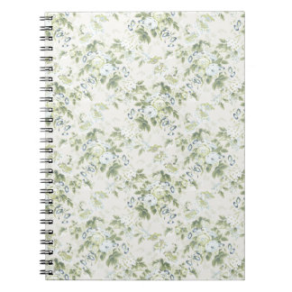 Espiral Caderno Chintz Verde Salvia, Floral Rosa Inglesa