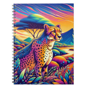 Espiral Caderno Chita da Savana Neon