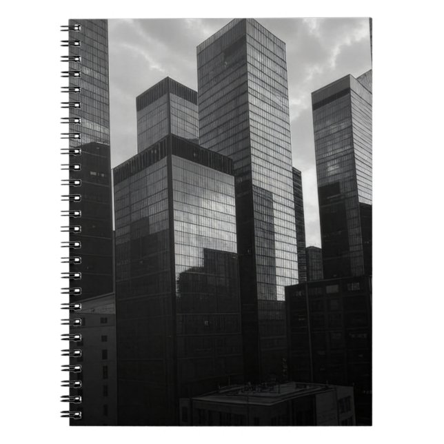 Espiral Caderno Cidade de Arranha-Céus de Vidro Monocromát (Frente)