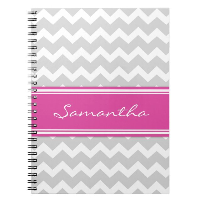 Espiral Caderno cinzento cor-de-rosa conhecido feito sob (Frente)
