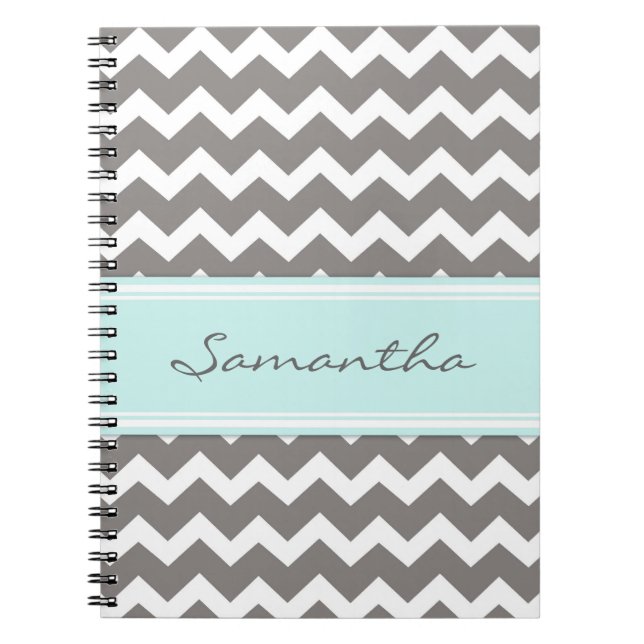Espiral Caderno cinzento de Chevron do Aqua conhecido (Frente)