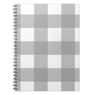 Espiral Caderno cinzento e branco da verificação do búf