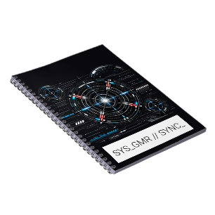Espiral Caderno Clássico Telemetria HUD Cyberpunk Neon Ver