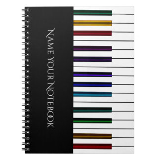 Espiral Caderno colorido da música do piano do teclado