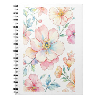 Espiral Caderno colorido de flores