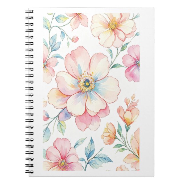 Espiral Caderno colorido de flores (Frente)