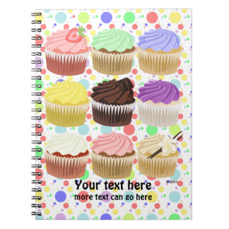 Espiral Caderno colorido do cupcake