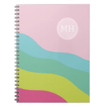 Caderno colorido personalizado com monograma em ar