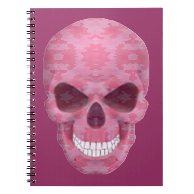 Espiral Caderno com Caveira em Camuflagem Rosa (Frente)