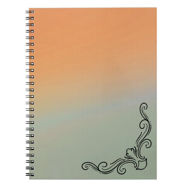 Espiral Caderno com Efeito Ombre Verde e Laranja com Acent (Frente)
