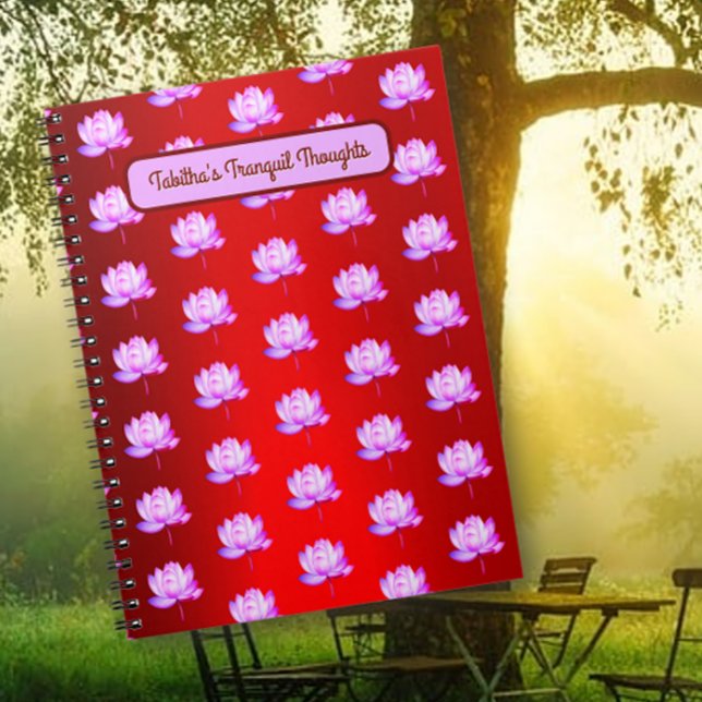 Espiral Caderno com Fundo de Folha de Ouro Vermelho com Fl (Criador carregado)