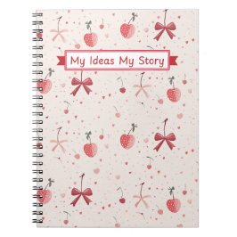 Espiral Caderno com Laço Rosa – Estética Fofo e Charme 