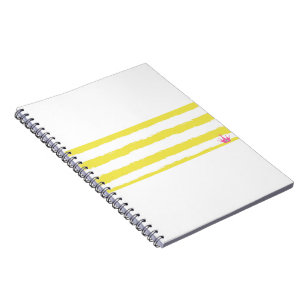 Espiral Caderno com listras amarelas e coroa rosa