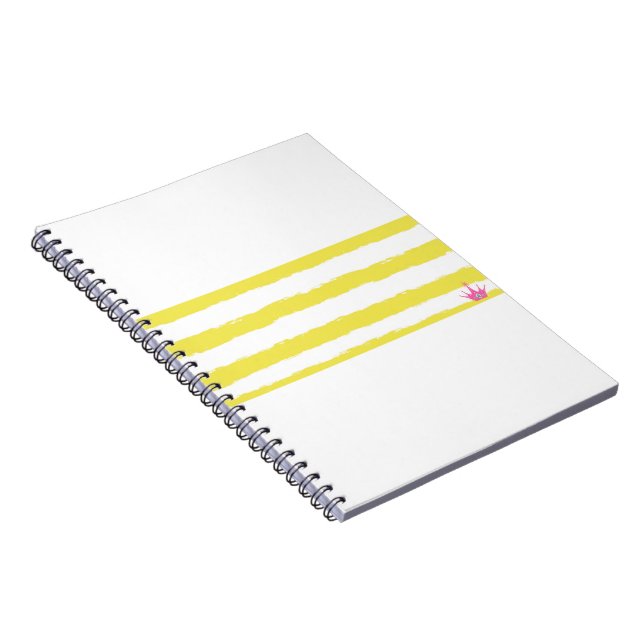 Espiral Caderno com listras amarelas e coroa rosa (Lado Direito)