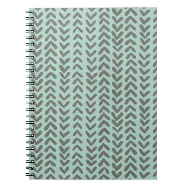 Espiral Caderno com listras Chevron - verde sálvia (Frente)