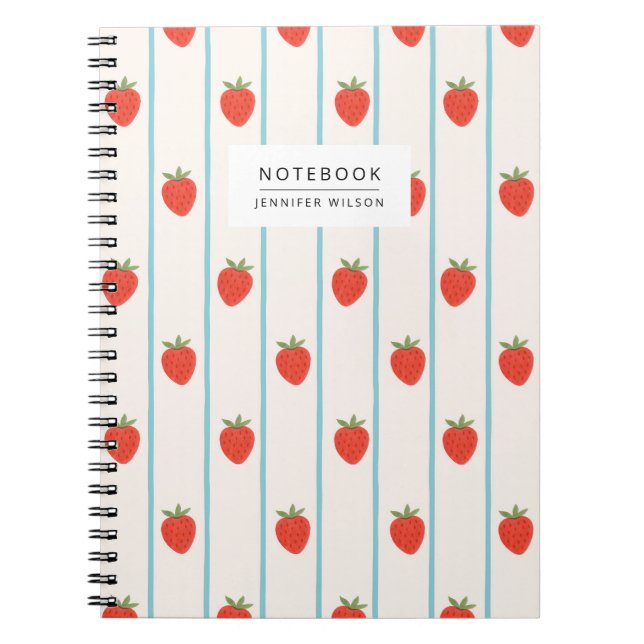 Espiral Caderno com Listras de Morango (Frente)