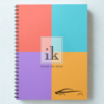 Caderno com Monograma de Bloco de Cor com Linha Ar