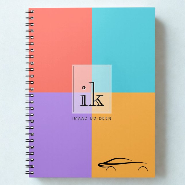 Espiral Caderno com Monograma de Bloco de Cor com Linha Ar (Criador carregado)