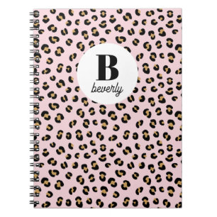 Espiral Caderno com Nome e Monograma de Impressão de Leopa
