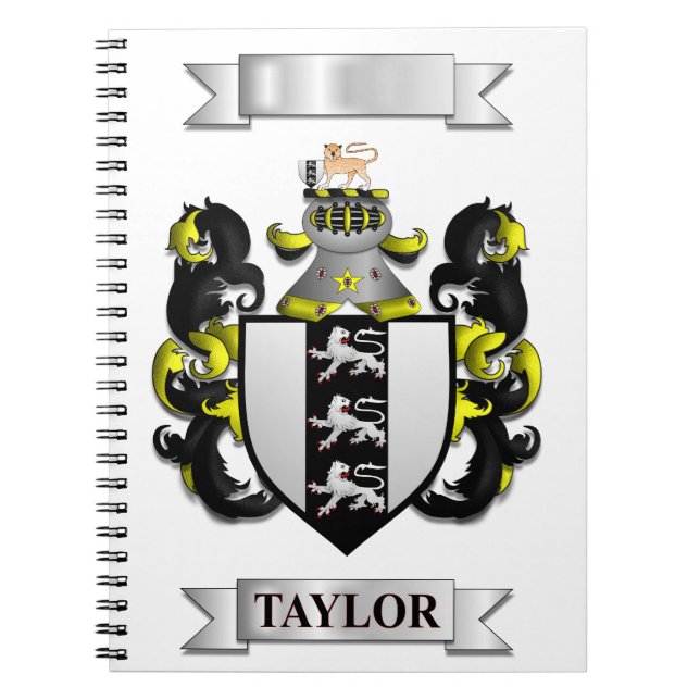 Espiral Caderno com o Sobrenome Taylor e Escudo (Frente)