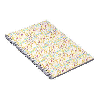 Espiral caderno com padrão Coração Roxo