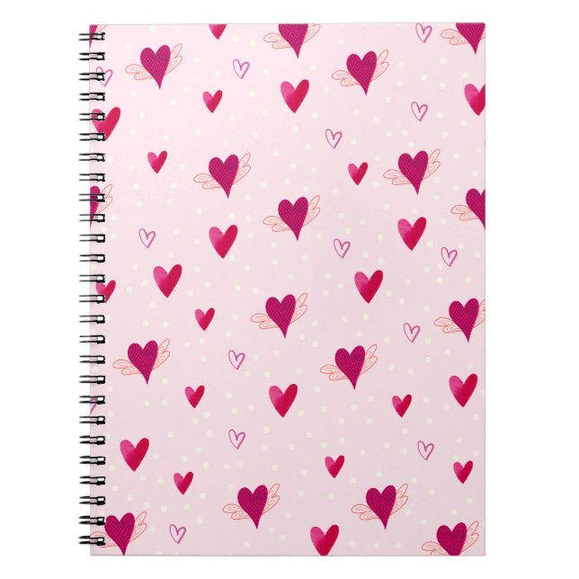 Espiral Caderno com Padrão Corações que Amamos (Frente)