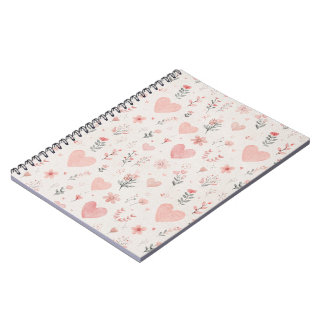 Espiral Caderno com Padrão de Coração Macio