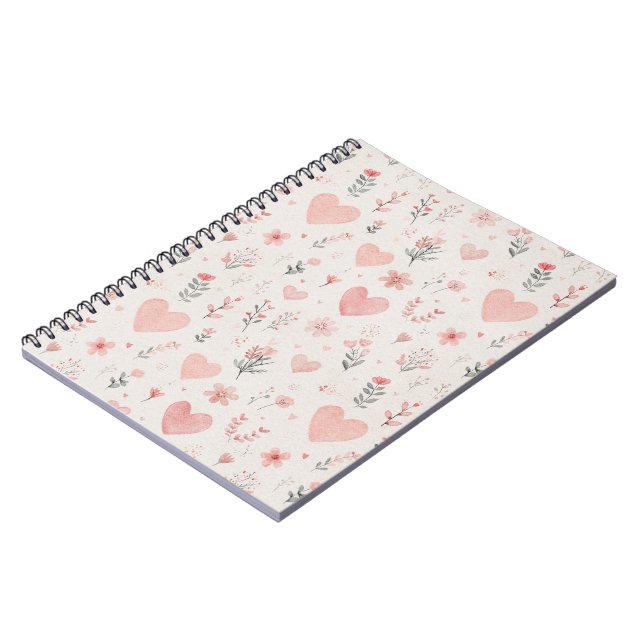 Espiral Caderno com Padrão de Coração Macio (Left Side)