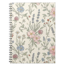 Caderno com Padrão de Flores Silvestres Vintage Co