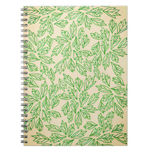 Espiral Caderno com Padrão de Folhas Inspirado na Natureza