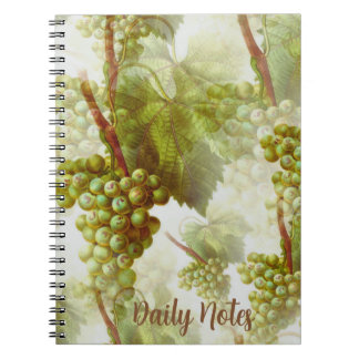 Espiral Caderno com Padrão de Fruta Uva